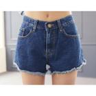 Fray-hem Relaxed Denim Shorts