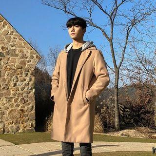 Detachable-hood Wool Blend Coat