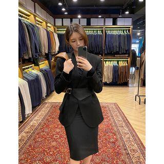 Buckled Pleather Obi Belt Black - One Size