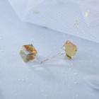925 Sterling Silver Cube Stud Earring 1 Pair - E145 - Champagne - One Size