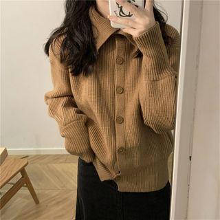 Turtle-neck Plain Cardigan/plain Denim Skirt