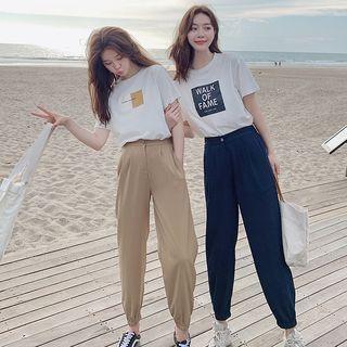 Short-sleeve Print T-shirt / Harem Pants