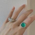 Square Alloy Ring Green - One Size