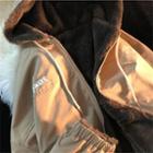 Reversible Lettering Hooded Fluffy Zip-up Jacket