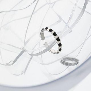 925 Sterling Silver Painted Open Ring Adjustable - Silver - 13