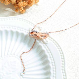 Stainless Steel Bow Pendant Necklace 1534 - Rose Gold - One Size