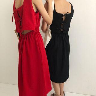 Square-neck Cutout Back Sleeveless Dress