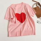 Heart Crochet Short-sleeve Top