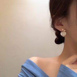 Heart Faux Pearl Glaze Alloy Earring