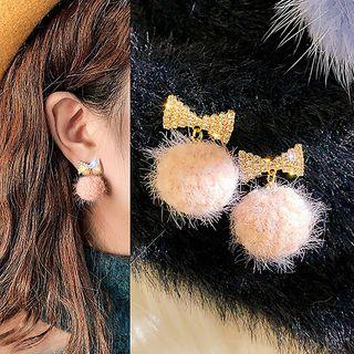 Rhinestone Bow Bobble Dangle Earring