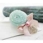 Mesh Bow Hair Clip 03 - Pink & Green - One Size