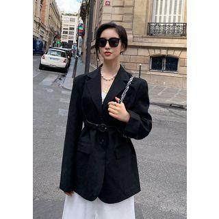 2-button Boyfriend Blazer Black - One Size