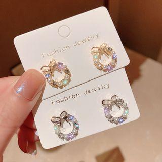 Bow Alloy Faux Pearl Earring