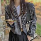 Houndstooth Long-sleeve Cropped Jacket Houndstooth - One Size