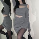 Cold-shoulder Cutout Knit Top / Knit Skirt