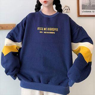 Color-block Long-sleeve Lettering Sweatshirt