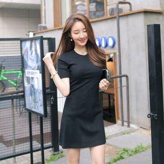 Short-sleeve Ribbed Mini Dress