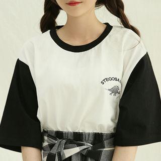 Dinosaur Print Raglan-sleeve T-shirt