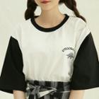 Dinosaur Print Raglan-sleeve T-shirt