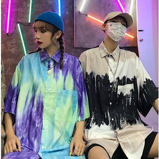 Couple Matching Tie-dye Elbow-sleeve Shirt