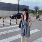 High-waist Washed Wide Leg Jumpsuit Blue - One Size
