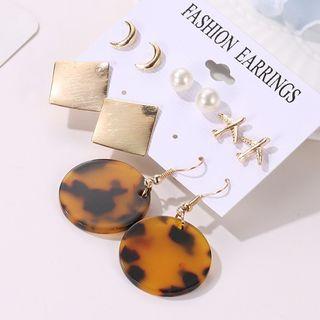 5-pair Earring Set 5 Pair Of Set - 12092 - 01 Kc Gold - One Size