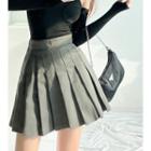 Cross-embroidered Ultra High-waist Pleated Mini Skirt