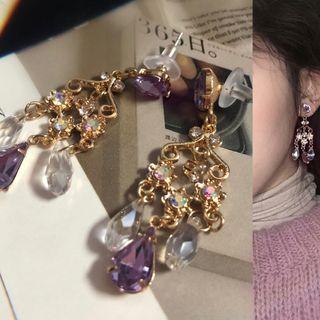 Faux Crystal Dangle Earring 991a - Gold - One Size