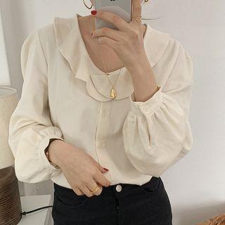Ruffle-trim Shirt Off-white - One Size