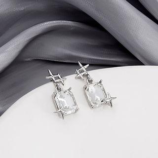 Rhinestone Star Drop Earring E4311 - 1 Pair - Silver - One Size