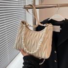 Quilted Faux Pearl Hobo Bag