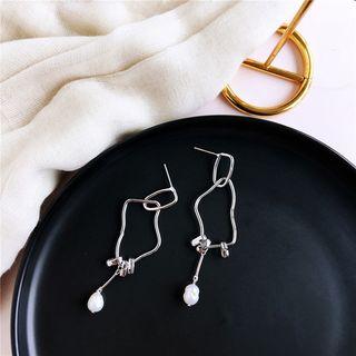 Freshwater Pearl Irregular Hoop Dangle Earring As Shown In Figure - One Size