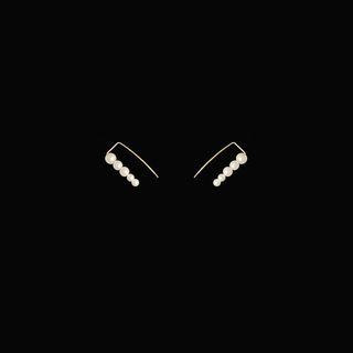 Faux Pearl Dangle Earring 1 Pair - Earring - Pearl White & Gold - One Size