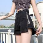 High Waist Denim A-line Hot Pants