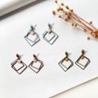 Brushed Alloy Square Dangle Earring