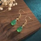 Rhinestone Faux Gemstone Alloy Drop Earring 1 Pair - Cp330 - Green - One Size