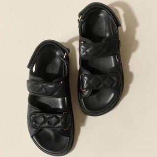 Adhesive Strap Quilted Sandals