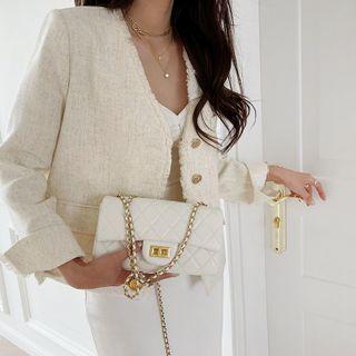 Fringed Linen Blend Jacket Oatmeal - One Size