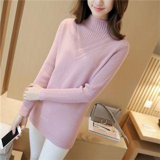 Plain High Neck Long Sweater