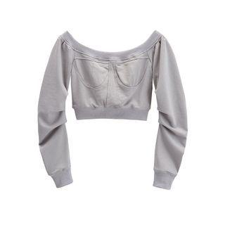 Off-shoulder Crop Sweatshirt