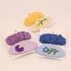 Set Of 2: Flower Embroidered Hair Clip + Shirred Hair Clip