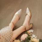 Chunky Heel Glitter Panel Sandals