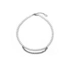 Faux Pearl Stainless Steel Layered Necklace White Faux Pearl - Silver - One Size