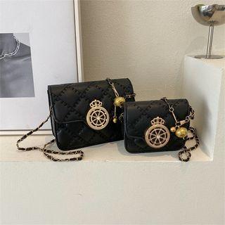 Rhinestone Compass Flap Crossbody Bag