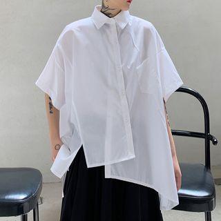 Elbow-sleeve High-low Irregular Shirt