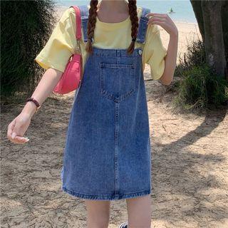 Big-pocket Denim Jumper Skirt