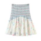 High Waist Floral Mini A-line Skirt