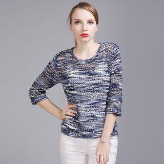 3/4 Sleeve Melange Sweater