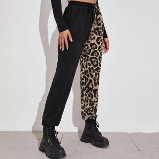 Leopard Print Paneled Harem Pants