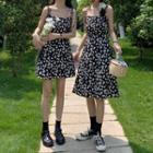 Floral Spagehtti-strap Mini Skirt / Floral Spagehtti-strap Midi Dress
